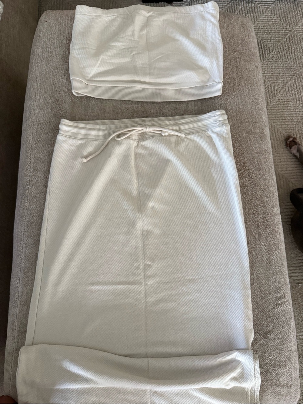 Universal Thread White Drawstring Maxi Skirt and matching strapless top